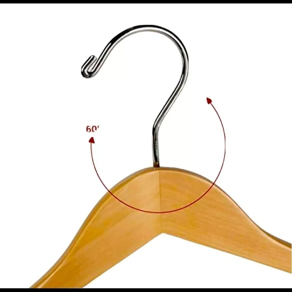 Natural Wood Suit Hangers w/ Trouser Bar – 6 Pack